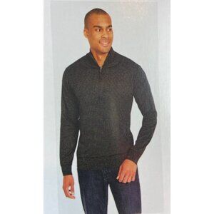 ROBERT GRAHAM Long Sleeve Quarter Zip Neck Shirt Sweater In Dark Grey